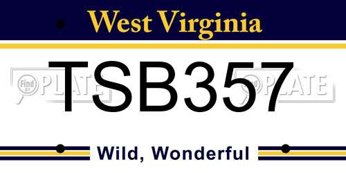 TSB357 West Virginia License Plate