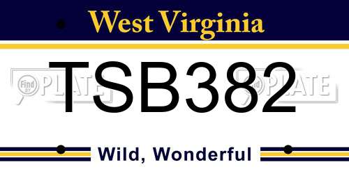 TSB382 West Virginia License Plate