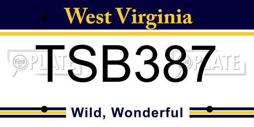 TSB387 West Virginia License Plate
