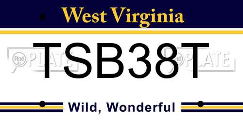 TSB38T West Virginia License Plate