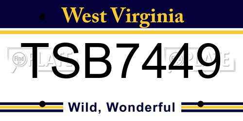 TSB7449 West Virginia License Plate