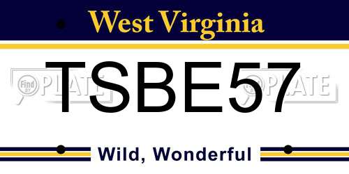 TSBE57 West Virginia License Plate