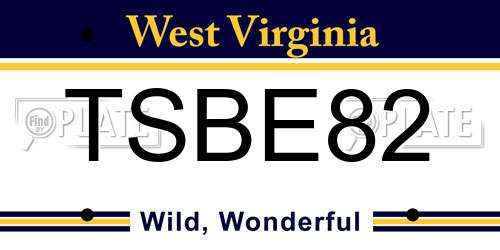 TSBE82 West Virginia License Plate