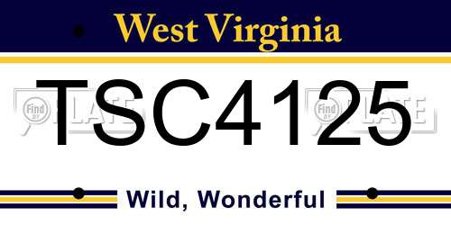 TSC4125 West Virginia License Plate