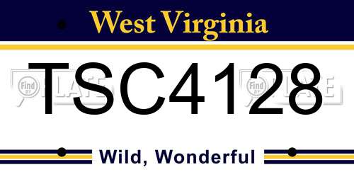 TSC4128 West Virginia License Plate