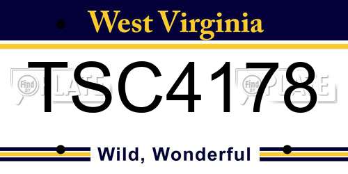 TSC4178 West Virginia License Plate
