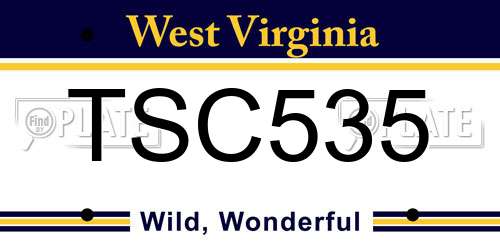 TSC535 West Virginia License Plate