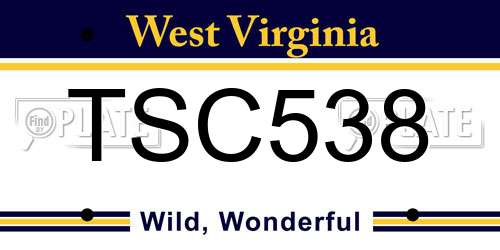 TSC538 West Virginia License Plate