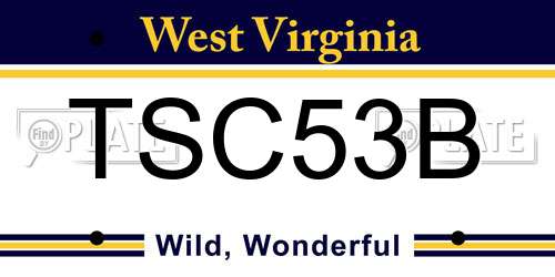 TSC53B West Virginia License Plate