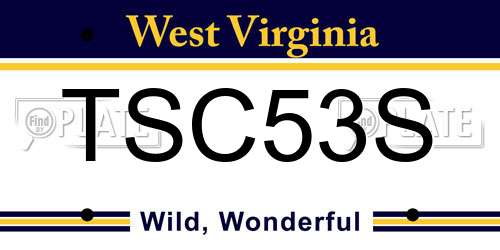 TSC53S West Virginia License Plate