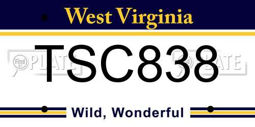 TSC838 West Virginia License Plate