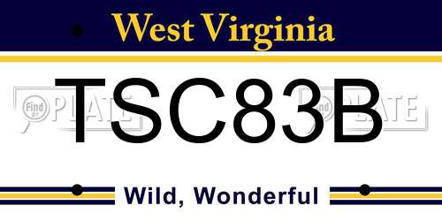 TSC83B West Virginia License Plate