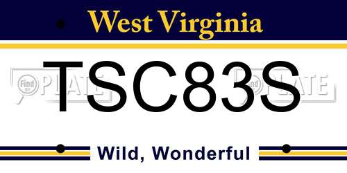 TSC83S West Virginia License Plate