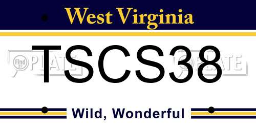 TSCS38 West Virginia License Plate