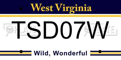 TSD07W West Virginia License Plate