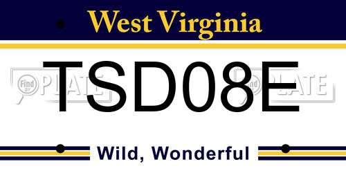 TSD08E West Virginia License Plate