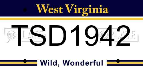 TSD1942 West Virginia License Plate