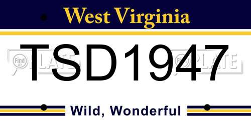 TSD1947 West Virginia License Plate