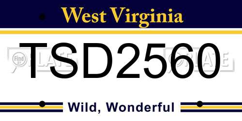 TSD2560 West Virginia License Plate