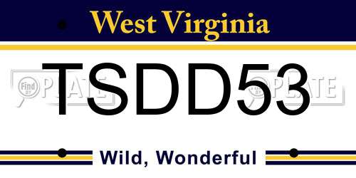 TSDD53 West Virginia License Plate