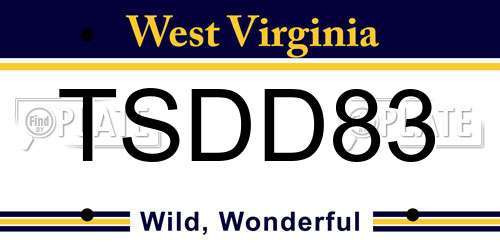 TSDD83 West Virginia License Plate