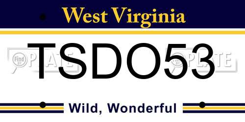 TSDO53 West Virginia License Plate