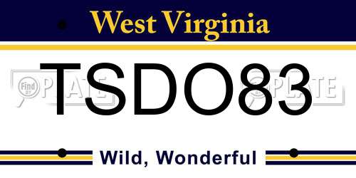 TSDO83 West Virginia License Plate