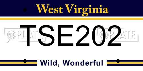 TSE202 West Virginia License Plate