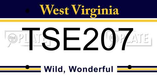 TSE207 West Virginia License Plate
