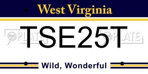 TSE25T West Virginia License Plate
