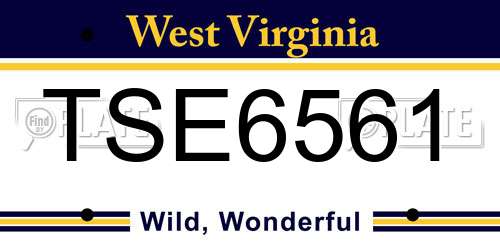 TSE6561 West Virginia License Plate