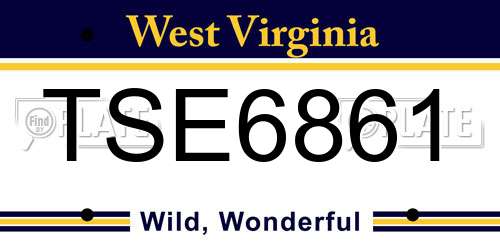 TSE6861 West Virginia License Plate