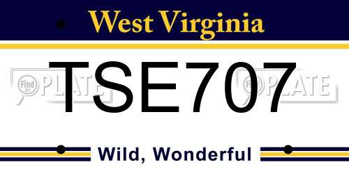 TSE707 West Virginia License Plate