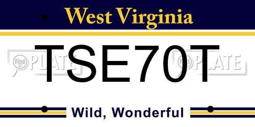 TSE70T West Virginia License Plate