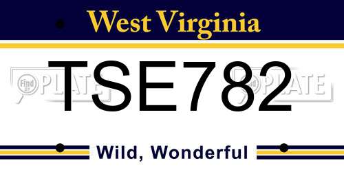 TSE782 West Virginia License Plate
