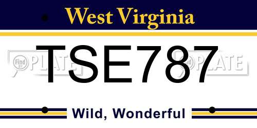 TSE787 West Virginia License Plate