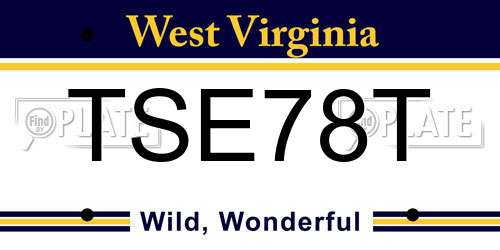 TSE78T West Virginia License Plate