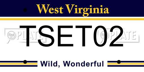 TSET02 West Virginia License Plate