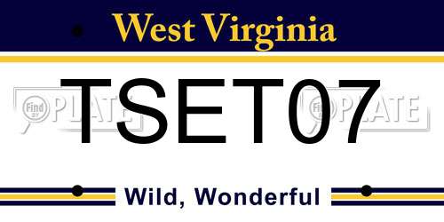 TSET07 West Virginia License Plate