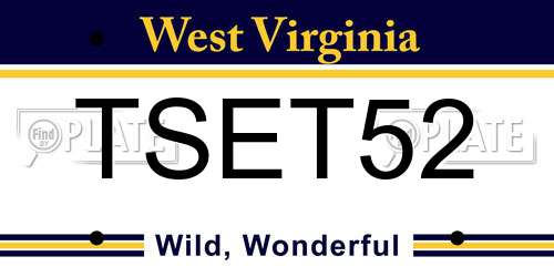 TSET52 West Virginia License Plate