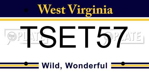 TSET57 West Virginia License Plate