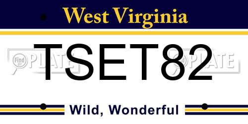 TSET82 West Virginia License Plate