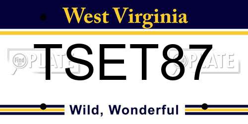TSET87 West Virginia License Plate