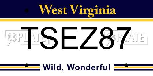 TSEZ87 West Virginia License Plate