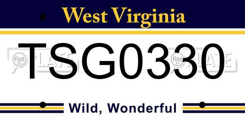 TSG0330 West Virginia License Plate