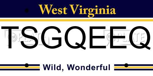 TSGQEEQ West Virginia License Plate