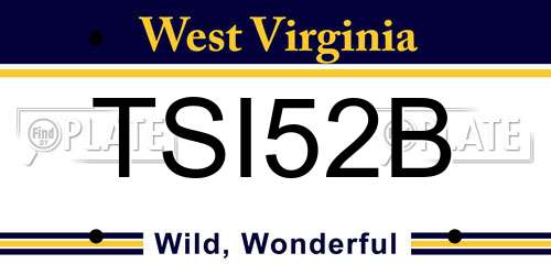 TSI52B West Virginia License Plate