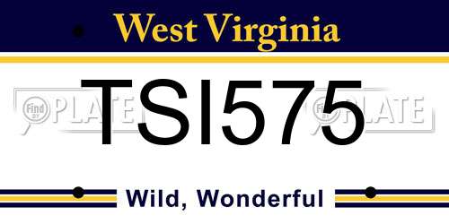 TSI575 West Virginia License Plate