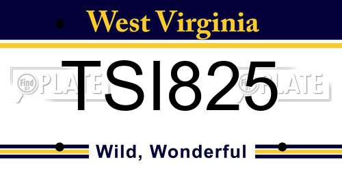 TSI825 West Virginia License Plate