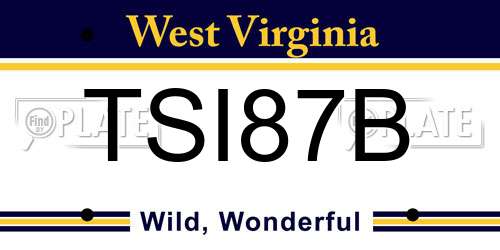 TSI87B West Virginia License Plate